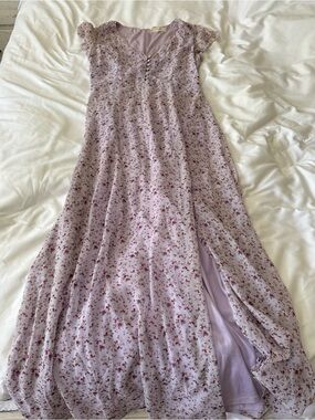 Sage Light Lavender Floral Maxi Dress